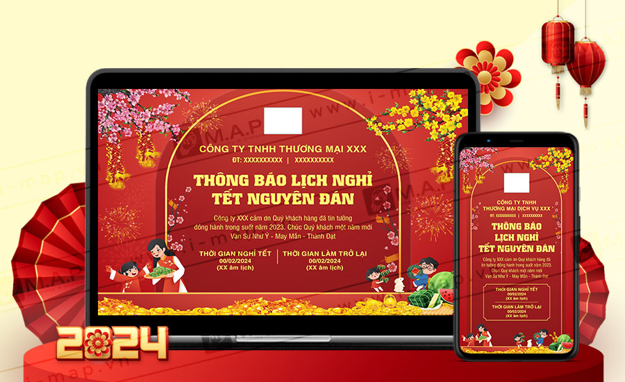 mau thong bao nghi tet nguyen dan dep