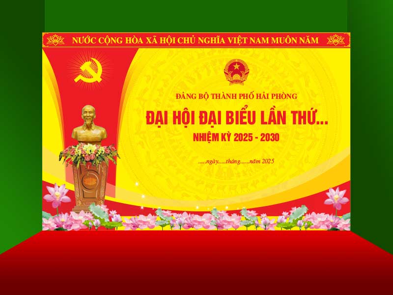 Ph&ocirc;ng nền in ấn Đại hội Đảng bộ