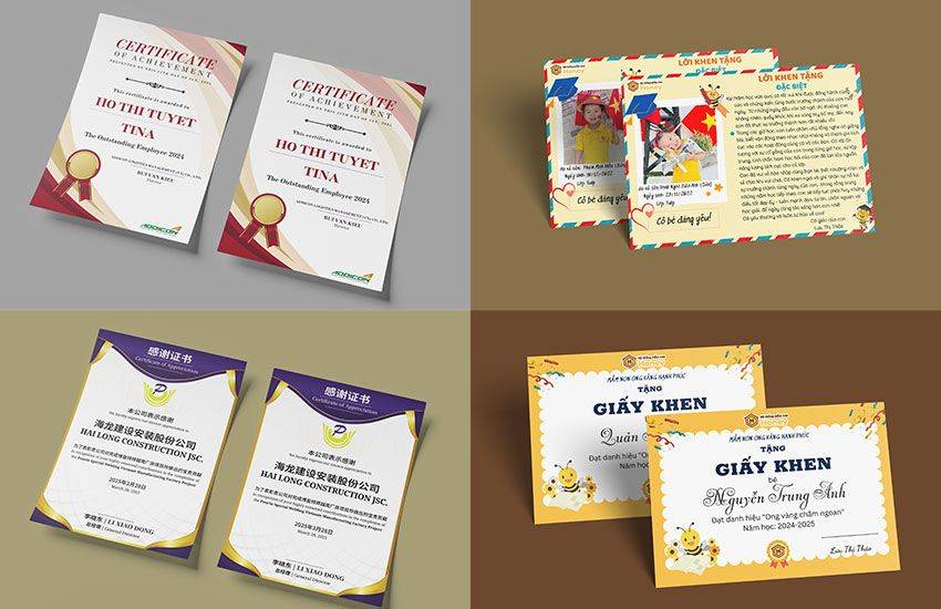 In giấy khen giấy chứng nhận chuy&ecirc;n nghiệp tại Hải Ph&ograve;ng