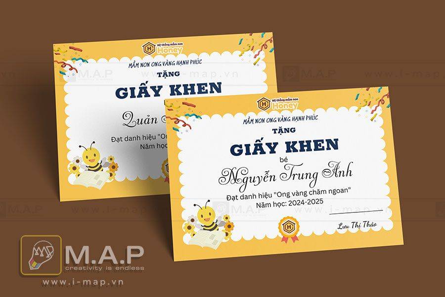 Mẫu in giấy khen trường mầm non