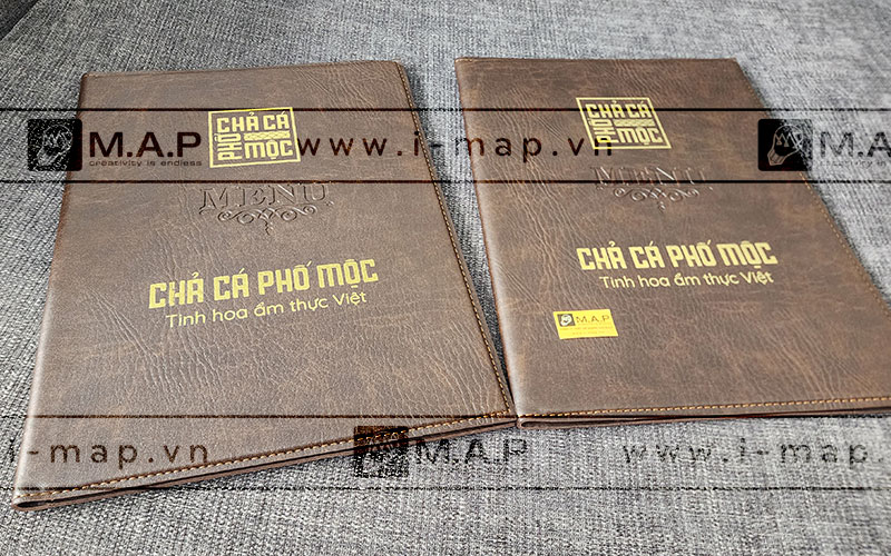 in menu quyển da sang trọng