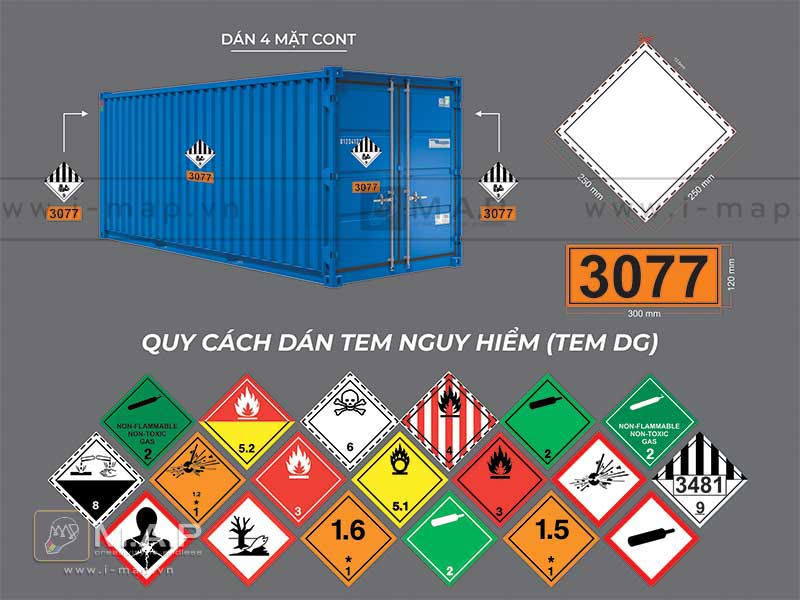 Quy chuẩn Tem DG nh&atilde;n Tem decal nguy hiểm cho h&agrave;ng container