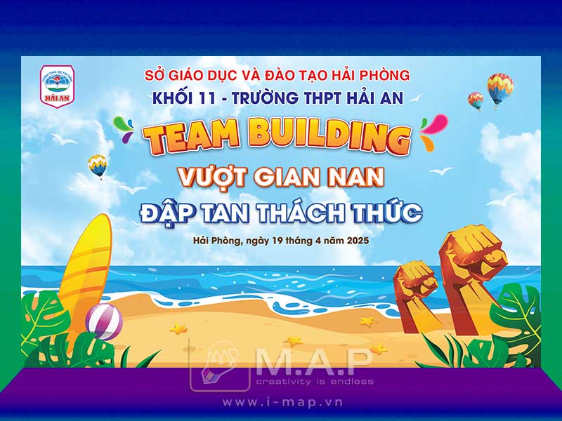 In Backdrop banner teambuilding tại hải ph&ograve;ng