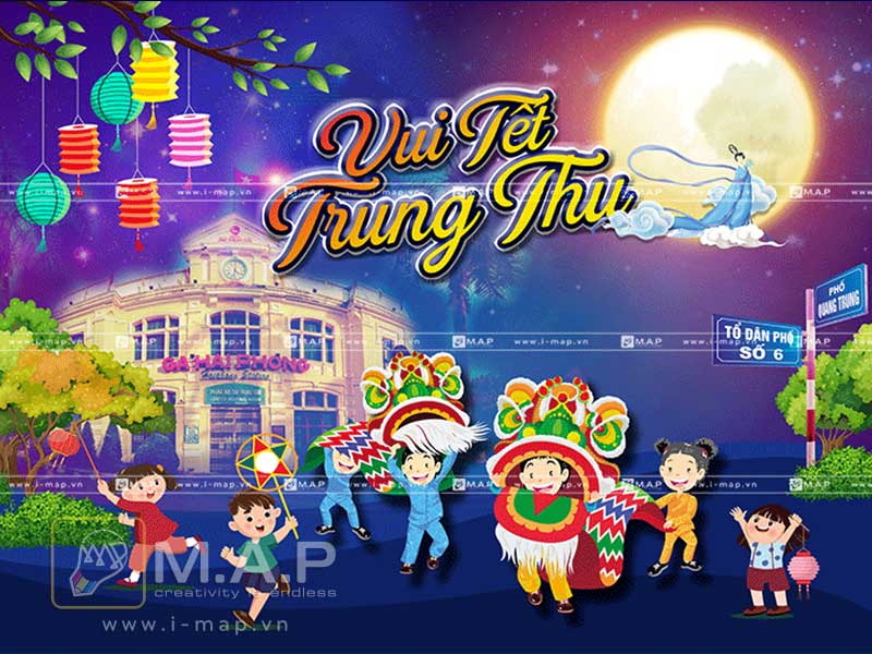 In ph&ocirc;ng bạt nền background trung thu 