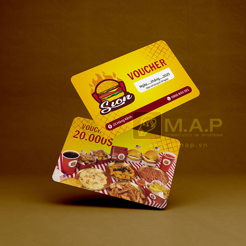 Mẫu gift voucher nhỏ gọn kích thước card visit chuyên nghiệp từ In ấn MAP