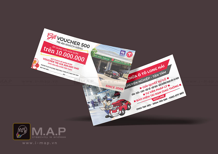 Thiết kế gift voucher phiếu giảm giá in ấn MAP