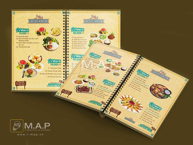 Mẫu thiết kế menu đẹp chuy&ecirc;n nghiệp cho nh&agrave; h&agrave;ng