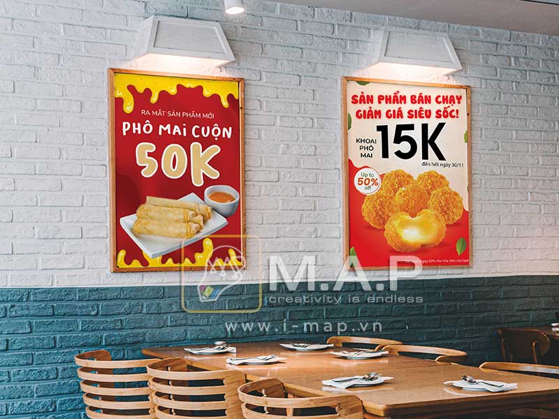 Poster menu treo tường qu&aacute;n ăn