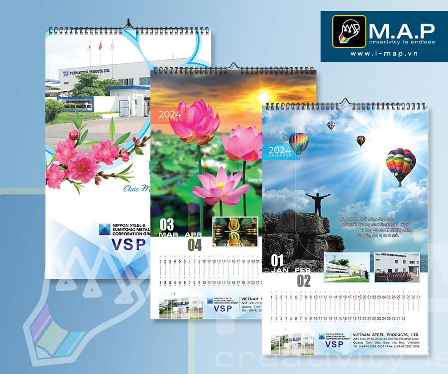 In lịch tết lò xo treo tường