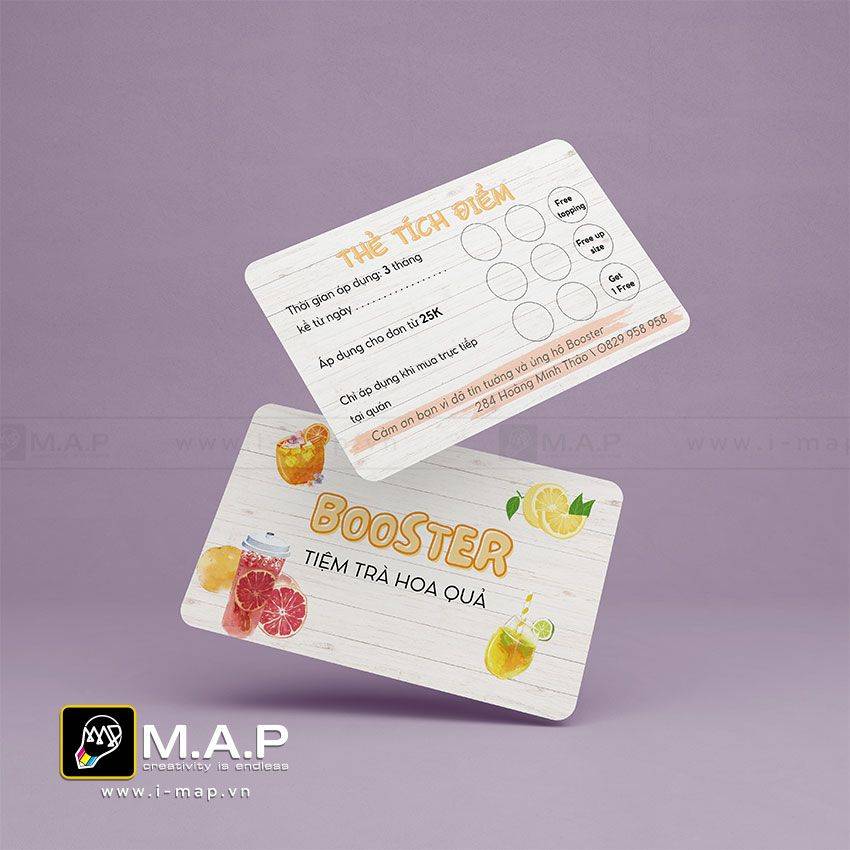 Mẫu thẻ t&iacute;ch điểm dạng card tiệm tr&agrave; hoa quả