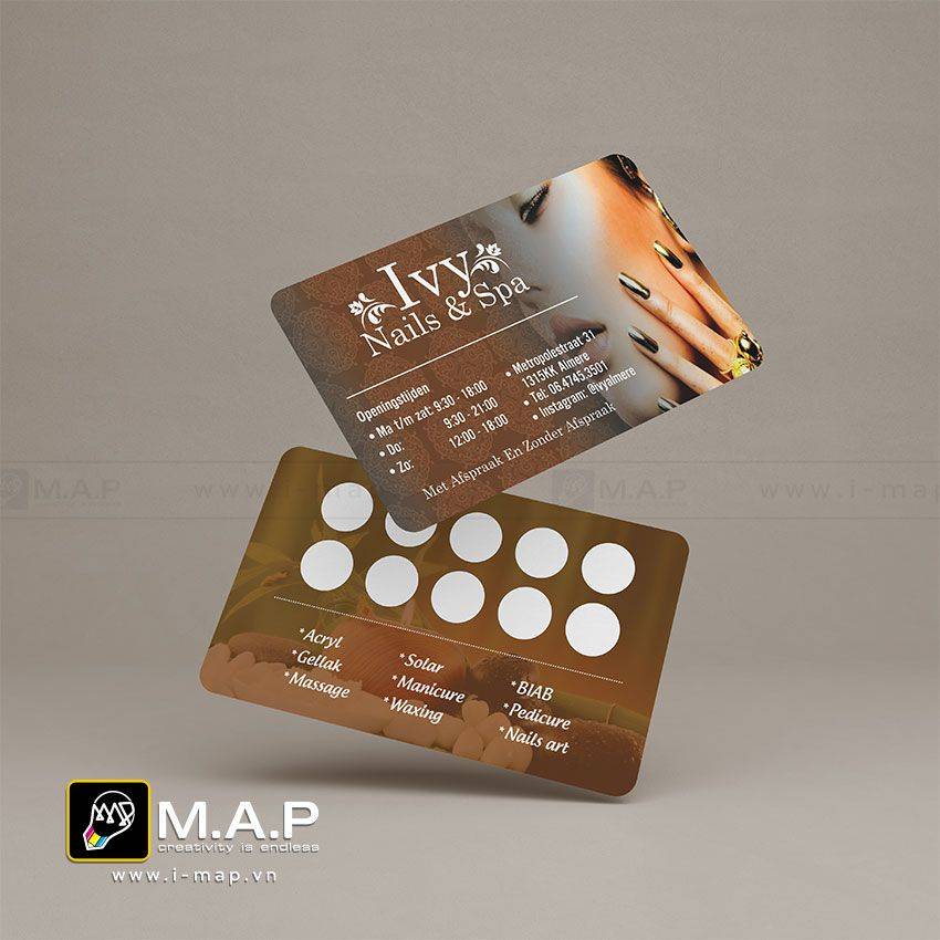 Thẻ t&iacute;ch điểm dạng card visit tiệm nail spa