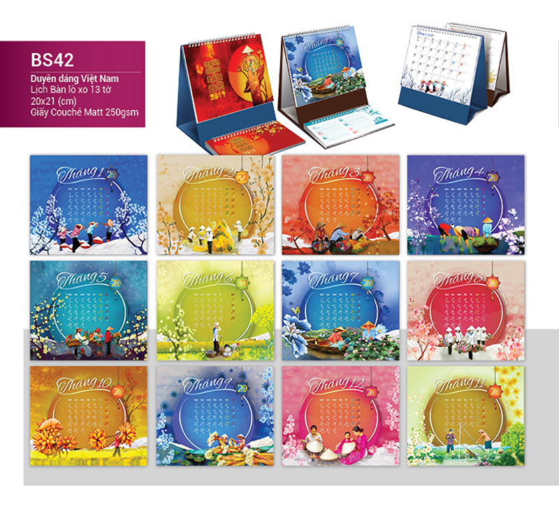 mẫu lịch để bàn 2019 bs42