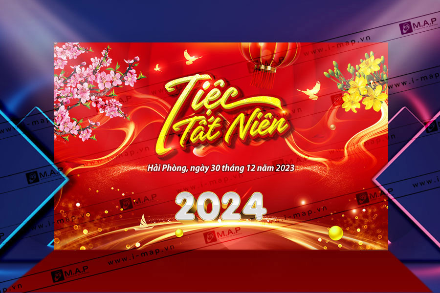 thiet ke in phong tat nien - backdrop tiec cuoi nam